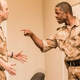 Actors Rory Kinnear (Iago) and Adrian Lester (Othello) in Othello (National Theatre)